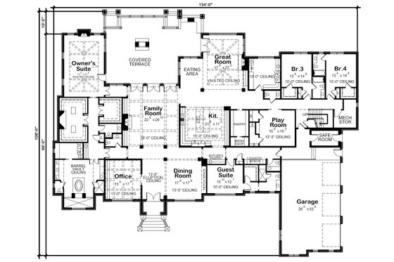Floor Plan - Main Floor for European House Plan #20-2333 - 4 bed, 4.5 bath