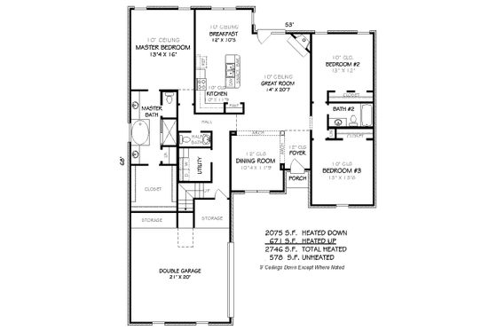 Floor Plan - Main Floor for European House Plan #424-78 - 4 bed, 3.5 bath