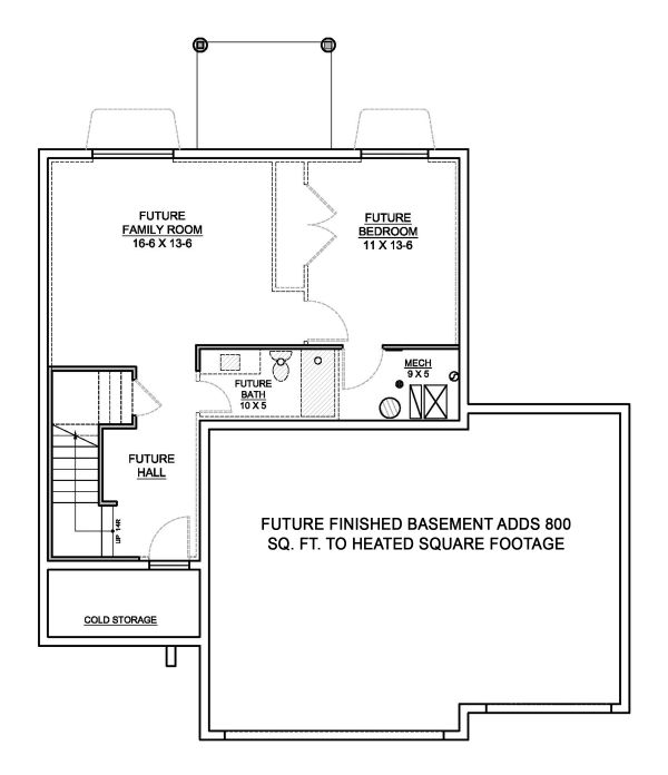 Home Plan - Traditional Floor Plan - Lower Floor Plan #1073-7