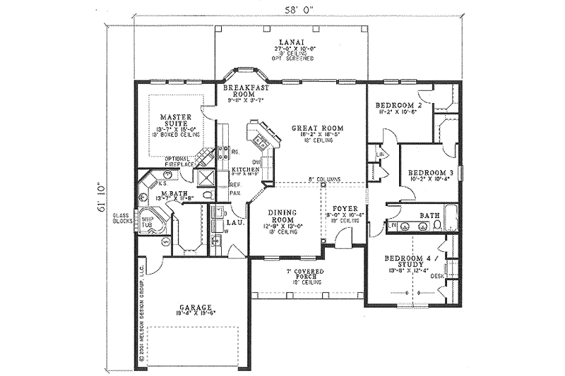Home Plan - Floor Plan - Main Floor for Mediterranean House Plan #17-1139 - 4 bed, 2 bath
