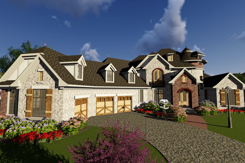 European Style House Plan - 4 Beds 4.5 Baths 4381 Sq/Ft Plan #70-1294