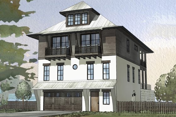 Exterior - Front Elevation for Beach House Plan #901-114 - 4 bed, 3 bath