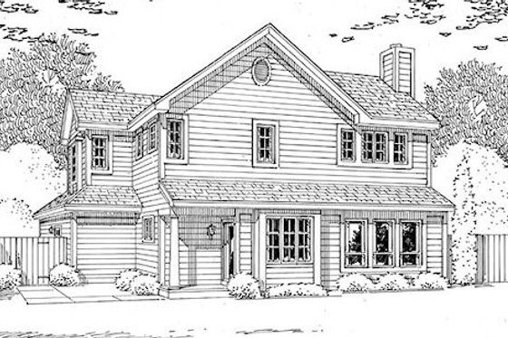 Exterior - Rear Elevation for Traditional House Plan #312-132 - 3 bed, 2.5 bath