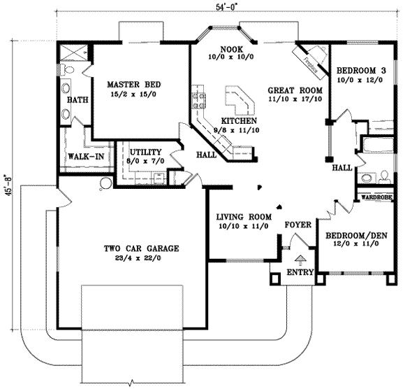 Adobe / Southwestern Floor Plan - Main Floor Plan #1-580