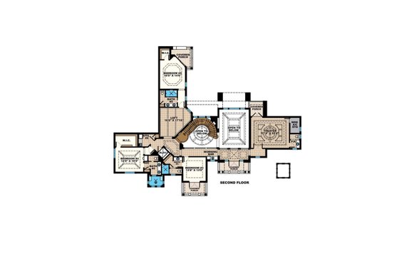 Floor Plan - Upper Floor for Mediterranean House Plan #27-549 - 5 bed, 7.5 bath
