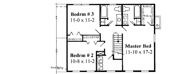 Colonial Floor Plan - Upper Floor Plan #75-159