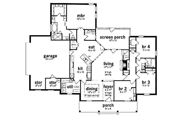 House Design - Traditional Floor Plan - Main Floor Plan #36-187