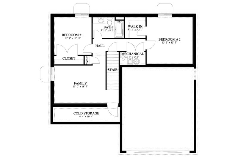 Home Plan - Floor Plan - Lower Floor for Traditional House Plan #1060-68 - 3 bed, 2.5 bath