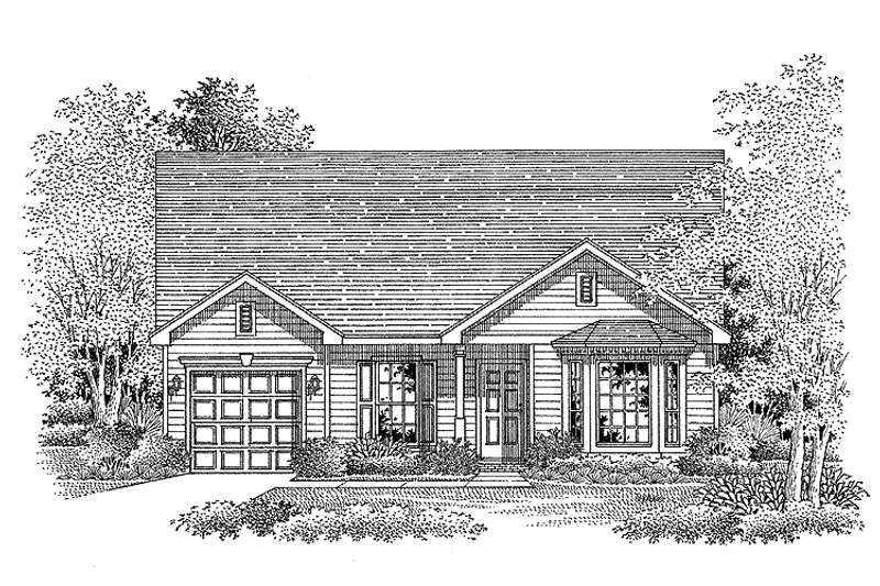 Architectural House Design - Exterior - Front Elevation 3 for Ranch House Plan #999-60 - 3 bed, 2 bath