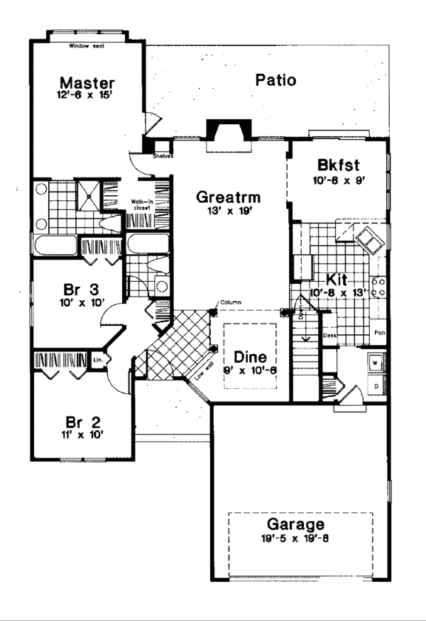 House Blueprint - Ranch Floor Plan - Main Floor Plan #300-103