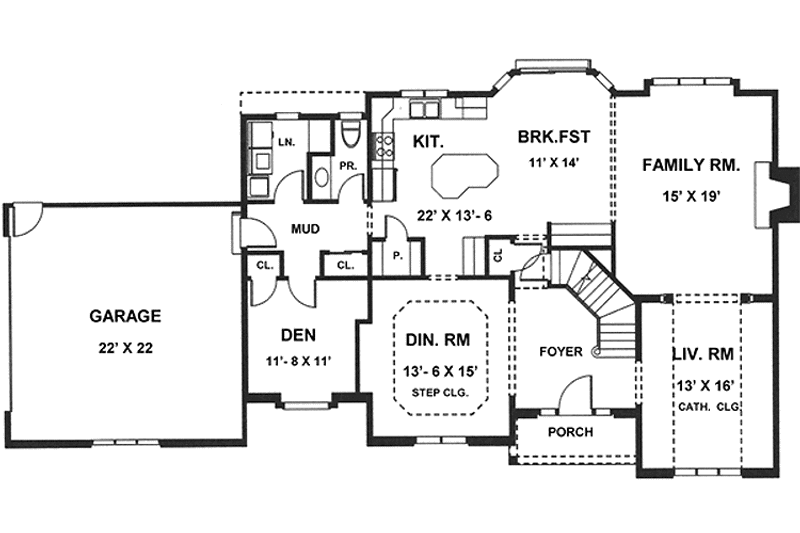 Home Plan - Floor Plan - Main Floor for European House Plan #1001-33 - 4 bed, 2.5 bath