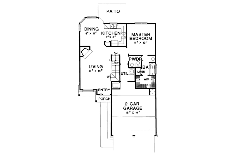 Dream House Plan - Floor Plan - Main Floor for Country House Plan #472-21 - 3 bed, 2.5 bath