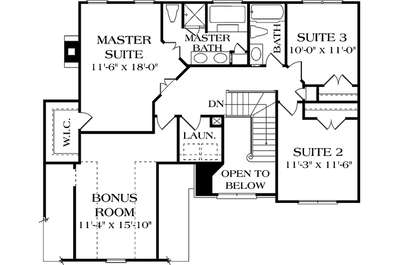 House Blueprint - Floor Plan - Upper Floor for Craftsman House Plan #453-496 - 3 bed, 2.5 bath
