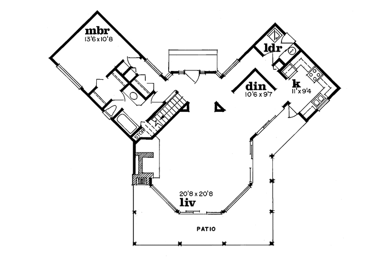 Home Plan - Floor Plan - Main Floor for Contemporary House Plan #47-1037 - 1 bed, 1 bath