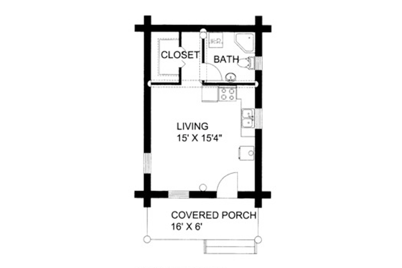 Dream House Plan - Floor Plan - Main Floor for Log House Plan #117-828, 1 bath