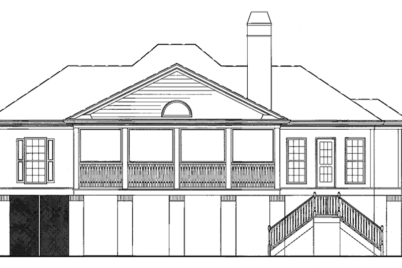 Home Plan - Exterior - Rear Elevation for Country House Plan #54-197 - 3 bed, 2 bath