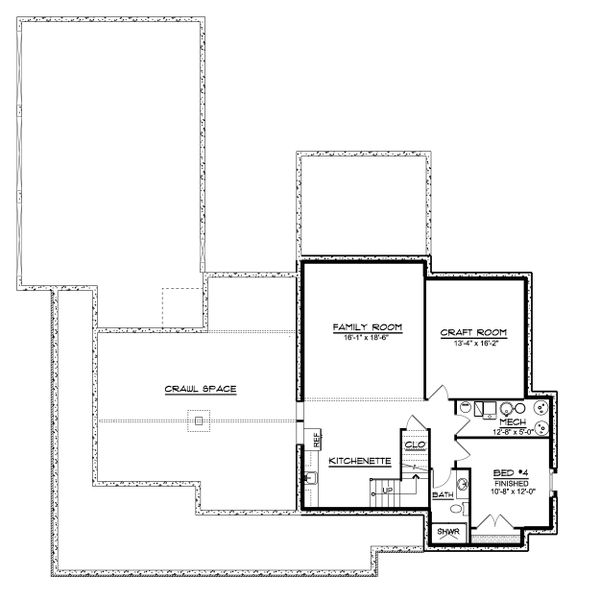 Architectural House Design - Farmhouse Floor Plan - Lower Floor Plan #1064-101