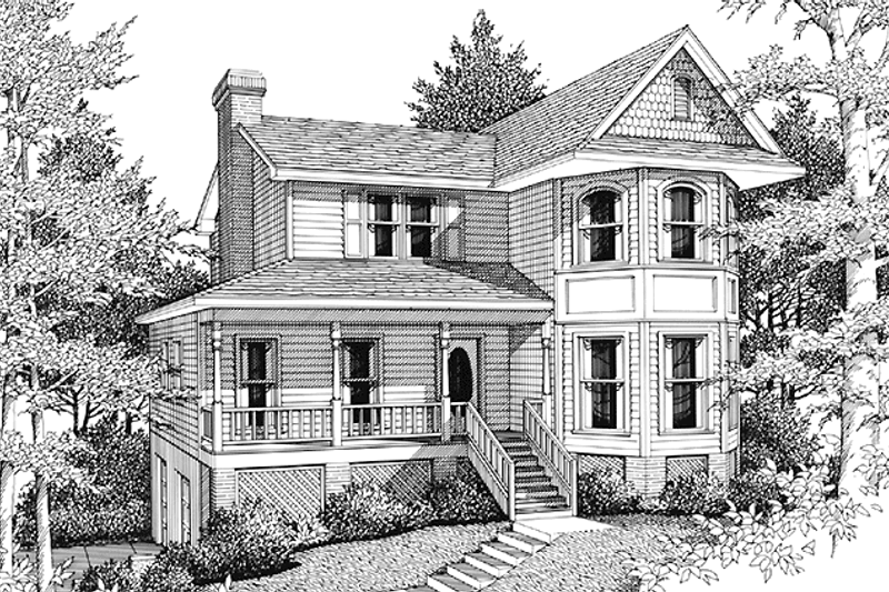 Architectural House Design - Victorian Exterior - Front Elevation Plan #10-286
