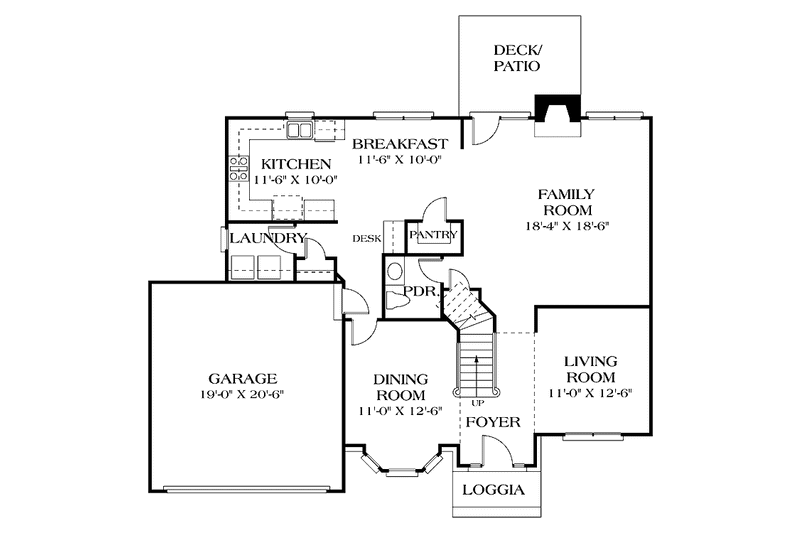 Home Plan - Floor Plan - Main Floor for Colonial House Plan #453-401 - 3 bed, 2.5 bath