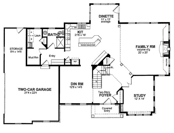 Home Plan - Colonial Floor Plan - Main Floor Plan #316-235