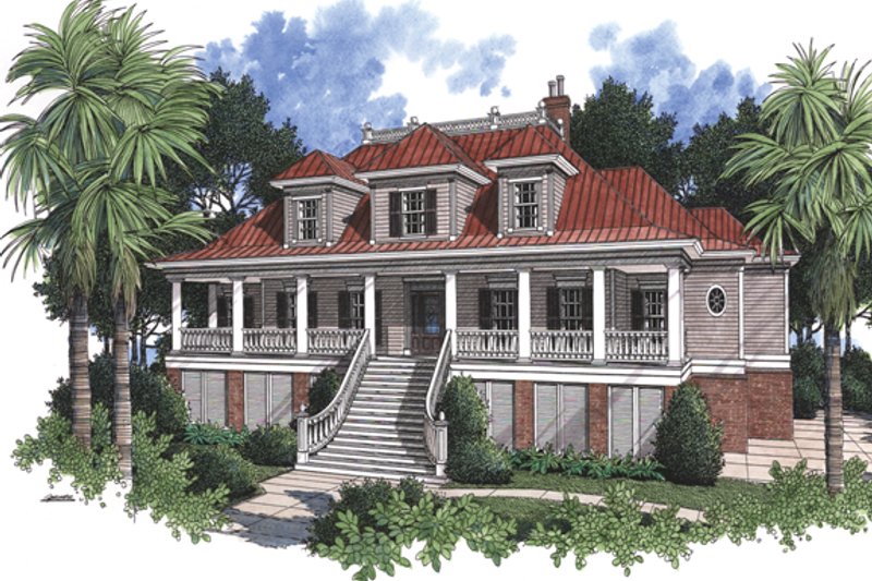 Home Plan - Exterior - Front Elevation 6 for Country House Plan #37-267 - 5 bed, 4 bath