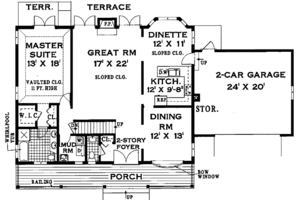 Floor Plan - Main Floor for Colonial House Plan #3-245 - 3 bed, 2 bath