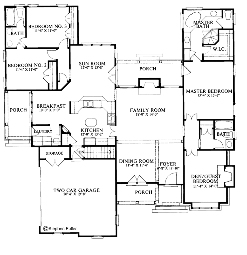 Country Style House Plan - 4 Beds 3 Baths 2170 Sq/Ft Plan #429-95 ...