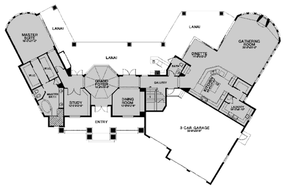 Floor Plan - Main Floor for Mediterranean House Plan #115-126 - 3 bed, 3.5 bath