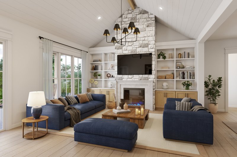 Dream House Plan - Interior - Family Room for Farmhouse House Plan #430-395 - 3 bed, 2.5 bath