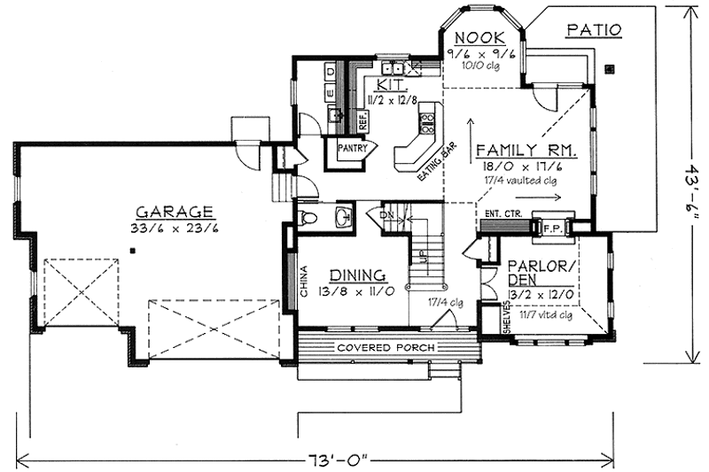 House Blueprint - Floor Plan - Main Floor for Country House Plan #1037-16 - 3 bed, 2.5 bath