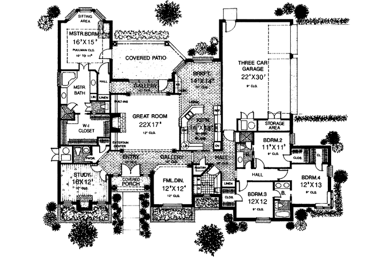 Home Plan - Floor Plan - Main Floor for Country House Plan #310-1131 - 4 bed, 3.5 bath