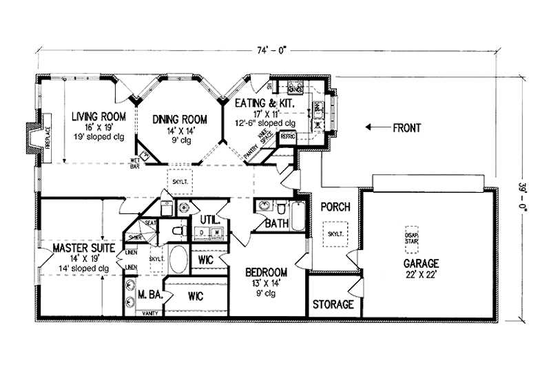 Home Plan - Floor Plan - Main Floor for Traditional House Plan #45-499 - 2 bed, 2 bath