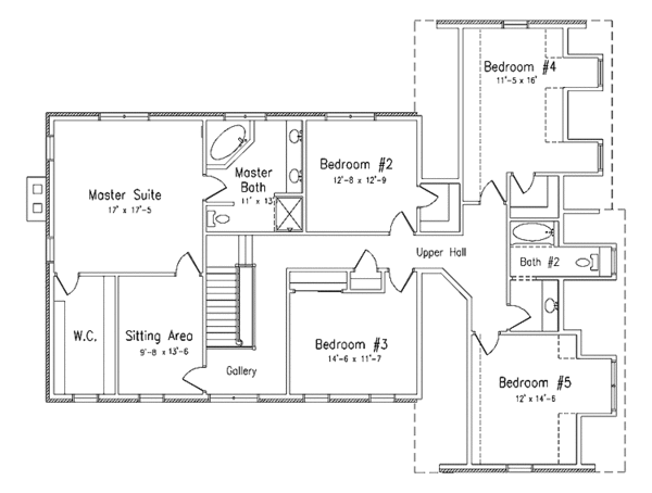 House Design - Colonial Floor Plan - Upper Floor Plan #994-17
