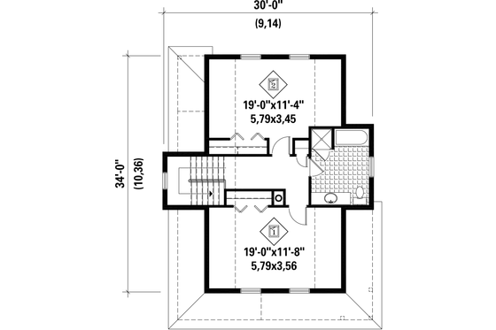 Floor Plan - Upper Floor for Country House Plan #25-4479 - 2 bed, 1 bath