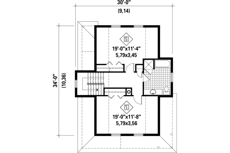 Home Plan - Floor Plan - Upper Floor for Country House Plan #25-4479 - 2 bed, 1 bath