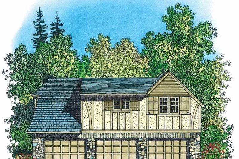 House Plan Design - Exterior - Rear Elevation 1 for European House Plan #1016-88 - 2 bed, 1 bath