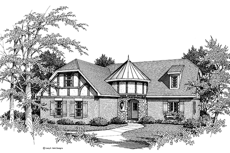 Dream House Plan - Exterior - Front Elevation 3 for Tudor House Plan #952-156 - 2 bed, 2.5 bath