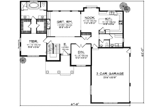 Floor Plan - Main Floor for Traditional House Plan #70-846 - 4 bed, 3.5 bath
