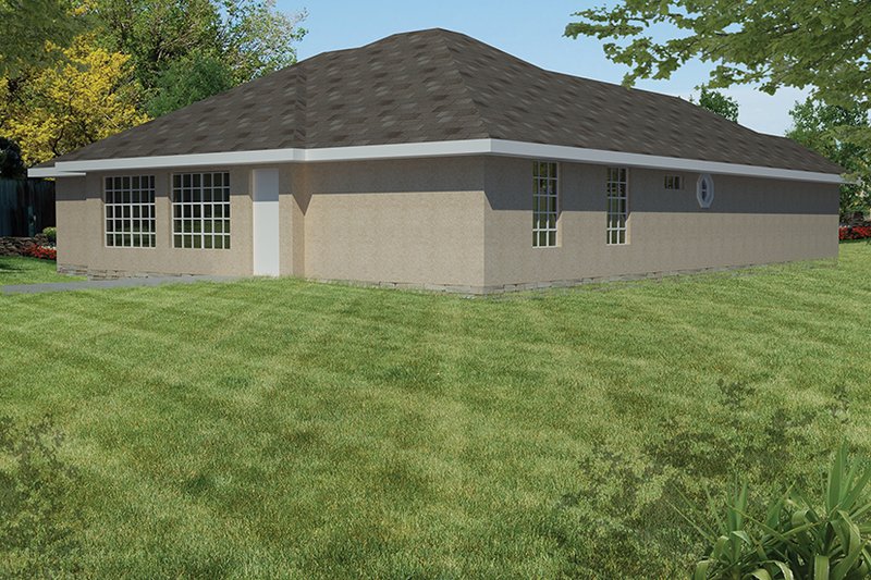 House Blueprint - Exterior - Rear Elevation 1 for Adobe / Southwestern House Plan #1061-19 - 3 bed, 2 bath