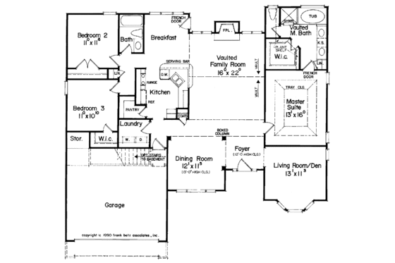 Floor Plan - Main Floor for Colonial House Plan #927-65 - 3 bed, 2 bath
