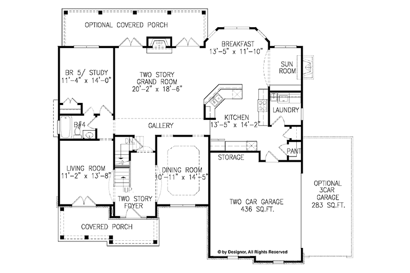 Home Plan - Floor Plan - Main Floor for Traditional House Plan #54-324 - 5 bed, 4 bath