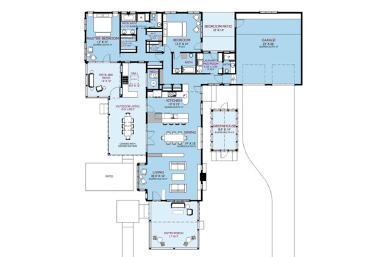 Floor Plan - Main Floor for Country House Plan #917-43 - 2 bed, 3 bath