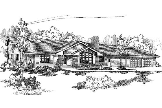 Exterior - Front Elevation 3 for Contemporary House Plan #60-808 - 3 bed, 2.5 bath