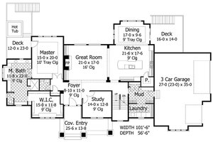 Floor Plan - Main Floor for Country House Plan #51-555 - 3 bed, 3.5 bath