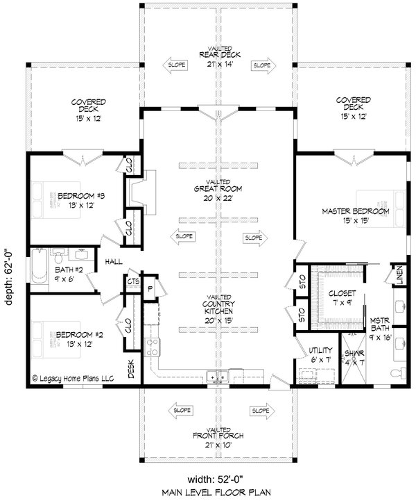 House Blueprint - Country Floor Plan - Main Floor Plan #932-618