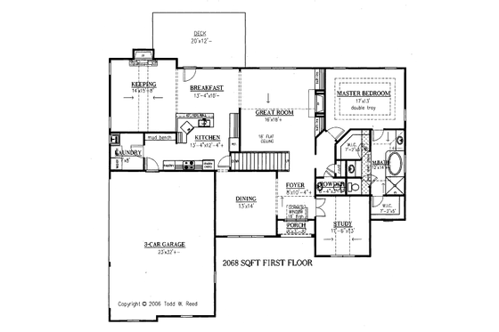 Floor Plan - Main Floor for Traditional House Plan #437-38 - 4 bed, 3.5 bath