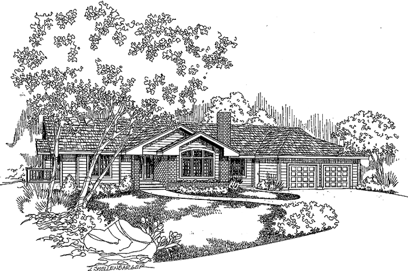 Home Plan - Exterior - Front Elevation 3 for Ranch House Plan #60-1000 - 3 bed, 3 bath