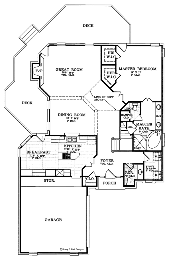 House Blueprint - European Floor Plan - Main Floor Plan #952-64