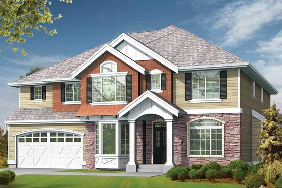 Exterior - Front Elevation 3 for Craftsman House Plan #132-434 - 4 bed, 2.5 bath