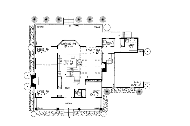 Home Plan - Floor Plan - Main Floor for Classical House Plan #72-845 - 4 bed, 2 bath